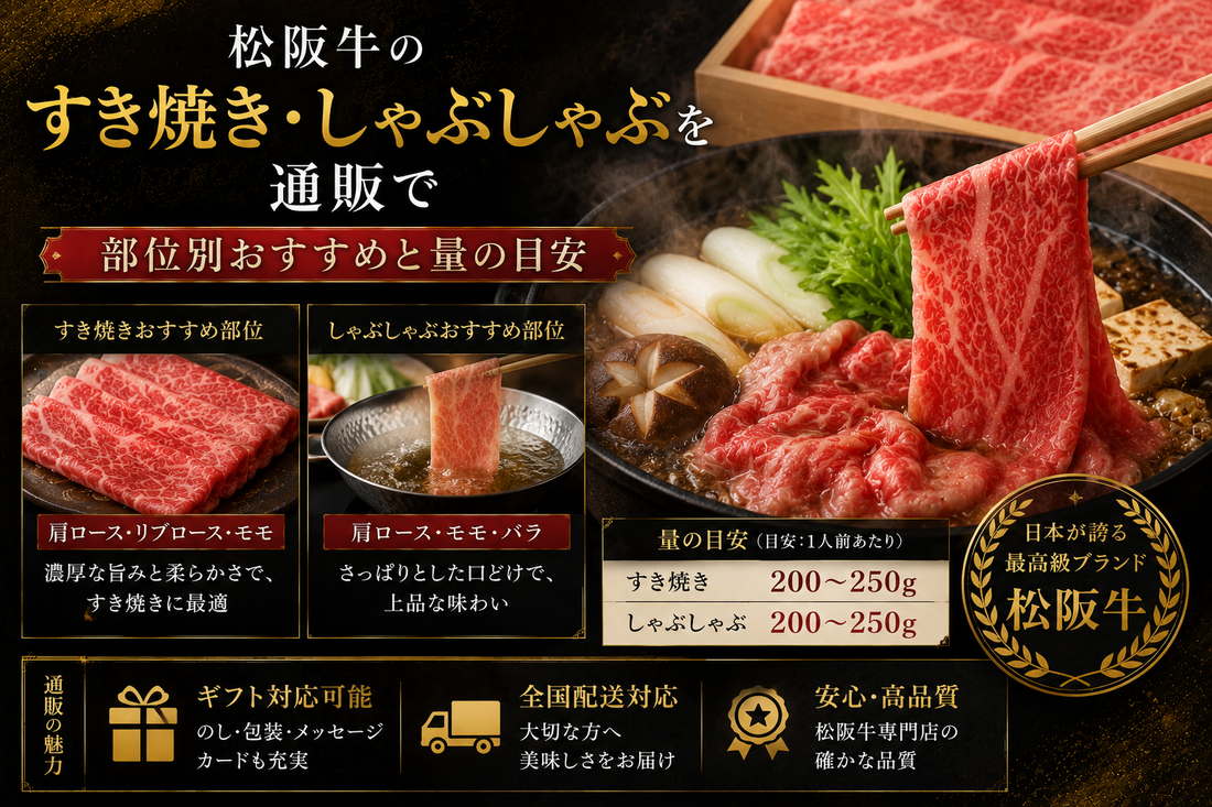 松阪牛のすき焼き・しゃぶしゃぶを通販で｜部位別おすすめと量の目安
